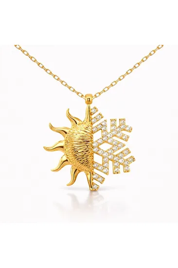 Gümüş Gold Güneş Kartanesi Bayan Kolye
