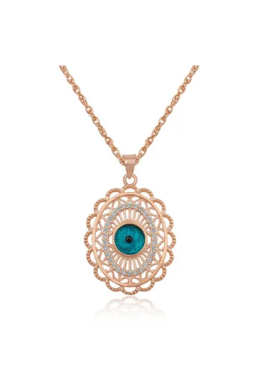 ​Gümüş Rose Oval Nazar Bayan Kolye