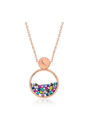 Gümüş Rose Mix Taşlı Çiğ Damlası Bayan Kolye Gümüş Rose Mix Taşlı Çiğ Damlası Bayan Kolye