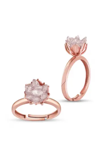 Gümüş Rose Beyaz Lotus Çiçeği Yüzük Gümüş Rose Beyaz Lotus Çiçeği Yüzük