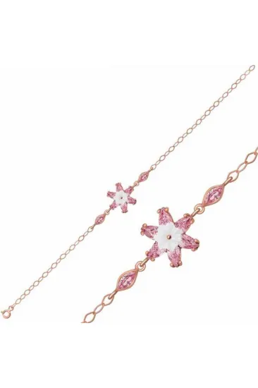 Gümüş Rose Pembe Lotus Çiçeği Bileklik Gümüş Rose Pembe Lotus Çiçeği Bileklik