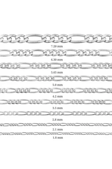3.5 mm Gümüş Figaro Zincir - 100 mikron