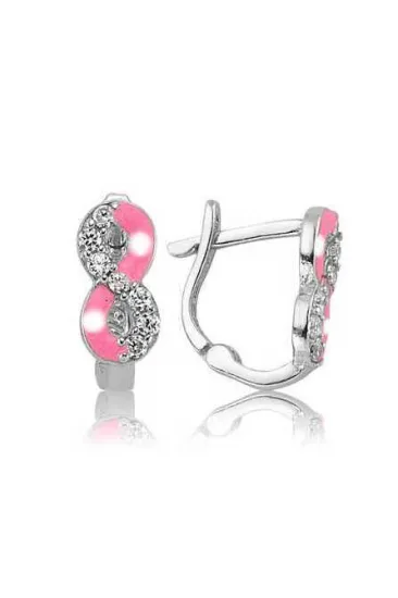 Gümüş Pembe Sonsuzluk Çocuk Küpesi Gümüş Pembe Sonsuzluk Çocuk Küpesi
