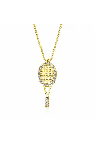 Gümüş Gold Tenis Raketi Bayan Kolye Gümüş Gold Tenis Raketi Bayan Kolye