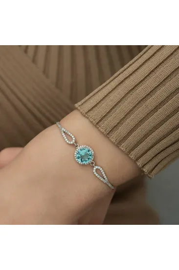 Gümüş Aquamarine Bayan Bileklik Gümüş Aquamarine Bayan Bileklik