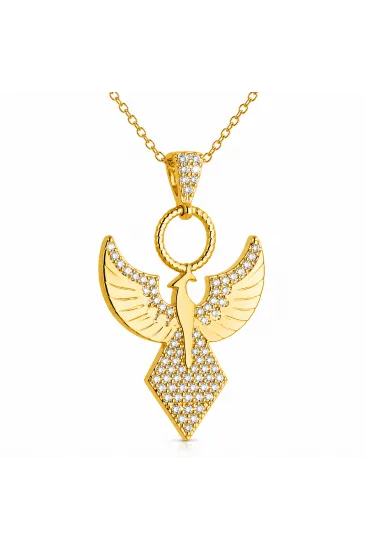 Gümüş Gold Zirkon Taşlı Anka Kuşu Kadın Kolye Gümüş Gold Zirkon Taşlı Anka Kuşu Kadın Kolye
