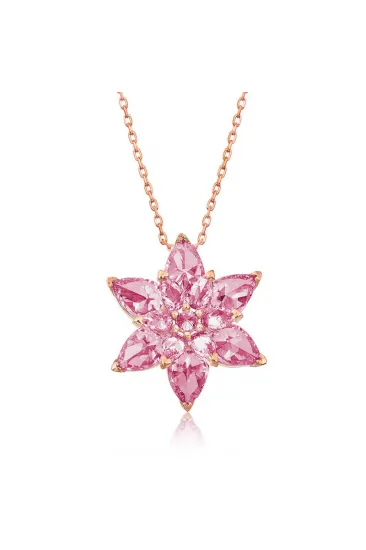 Gümüş Rose Pembe Lotus Çiçeği Kolye Gümüş Rose Pembe Lotus Çiçeği Kolye
