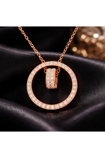 Gümüş Rose İç İçe Geçmiş Halka Kadın Kolye Gümüş Rose İç İçe Geçmiş Halka Kadın Kolye