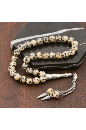 Doğaltaş Metal Püsküllü Dalmaçyalı Jasper Taşı Tesbih Doğaltaş Metal Püsküllü Dalmaçyalı Jasper Taşı Tesbih