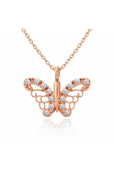 Gümüş Rose Kelebek Kadın Kolye Gümüş Rose Kelebek Kadın Kolye