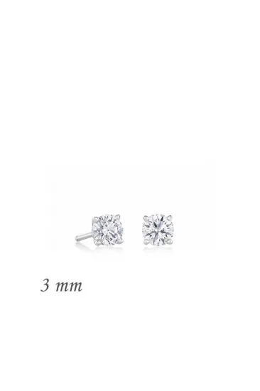 Gümüş Yuvarlak Tek Taş Zirkon Küpe - 3 mm Gümüş Yuvarlak Tek Taş Zirkon Küpe - 3 mm