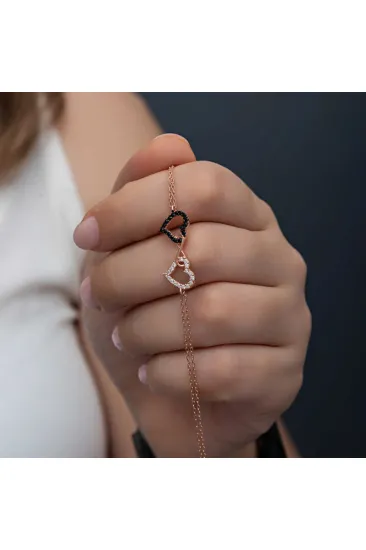 Gümüş Rose Kalpli Sonsuzluk Kadın Bileklik Gümüş Rose Kalpli Sonsuzluk Kadın Bileklik