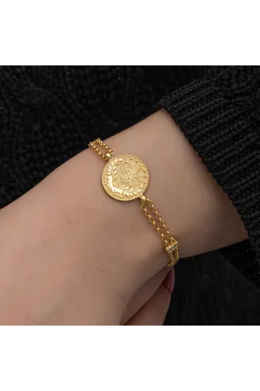 Gümüş Gold Kaplama Tuğralı Kadın Bileklik Gümüş Gold Kaplama Tuğralı Kadın Bileklik