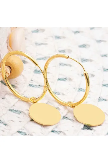 Gümüş Gold Sallantılı Halka Kadın Küpe