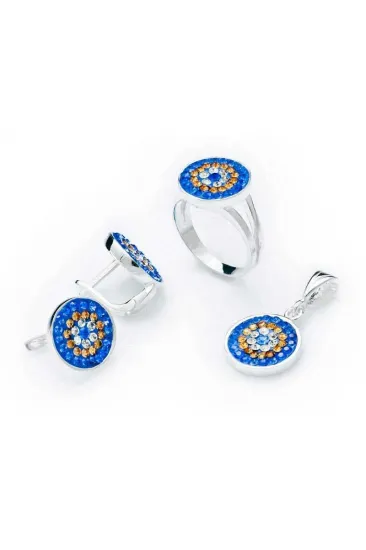 Gümüş Nazarlı Yuvarlak Bayan Set Gümüş Nazarlı Yuvarlak Bayan Set