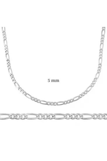 5 mm Gümüş Figaro Zincir - 140 mikron