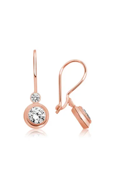 Gümüş Rose Sallantılı Tek Taş Küpe Gümüş Rose Sallantılı Tek Taş Küpe
