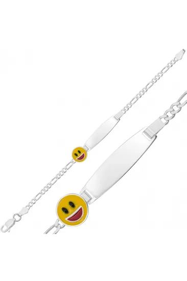 Kişiye Özel Gülen Emoji Gümüş Çocuk Künyesi Kişiye Özel Gülen Emoji Gümüş Çocuk Künyesi
