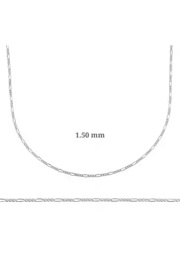 1.50 mm Gümüş Figaro Zincir - 0.40 mikron 1.50 mm Gümüş Figaro Zincir - 0.40 mikron