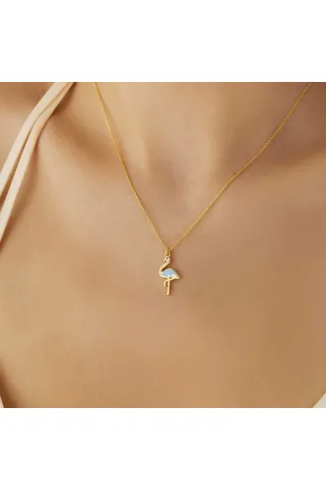 Gümüş Gold Flamingo Kadın Kolye