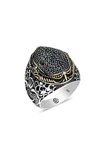 Gümüş Siyah Zirkon Taşlı Oval Erkek Yüzük Gümüş Siyah Zirkon Taşlı Oval Erkek Yüzük
