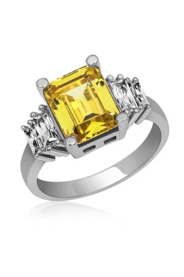 Gümüş Sarı Baget Taşlı Bayan Yüzük Gümüş Sarı Baget Taşlı Bayan Yüzük