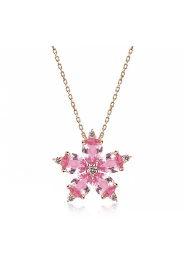 Gümüş Rose Pembe Kamelya Çiçeği Kolye Gümüş Rose Pembe Kamelya Çiçeği Kolye