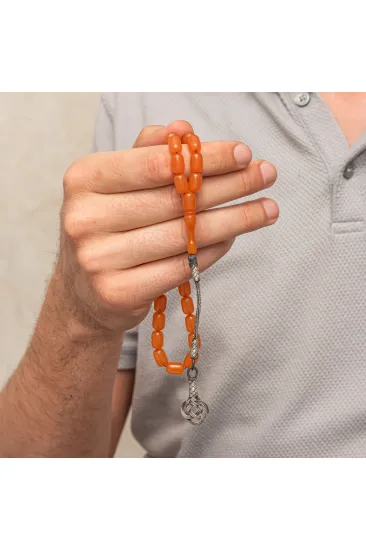 Gümüş Kazaz Püsküllü Kapsül Kesim Turuncu Sıkma Kehribar Tesbih Gümüş Kazaz Püsküllü Kapsül Kesim Turuncu Sıkma Kehribar Tesbih