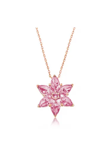Gümüş Rose Pembe Lotus Çiçeği Kolye Gümüş Rose Pembe Lotus Çiçeği Kolye