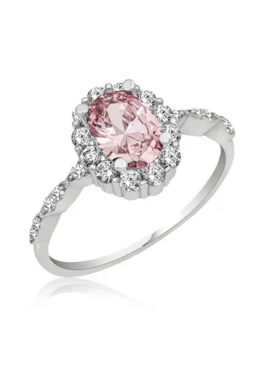 Gümüş Pembe Oval Taşlı Kadın Yüzük Gümüş Pembe Oval Taşlı Kadın Yüzük