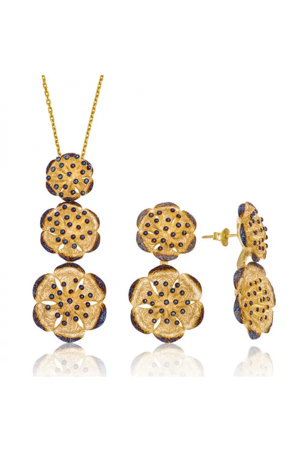 Gümüş Nilüfer Çiçeği Bayan Set