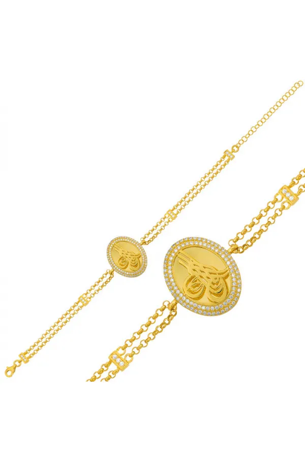 Gümüş Gold Tuğralı Bayan Bileklik Gümüş Gold Tuğralı Bayan Bileklik