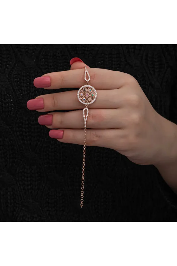 Gümüş Rose Renkli Yaşam Çiçeği Kadın Bileklik Gümüş Rose Renkli Yaşam Çiçeği Kadın Bileklik