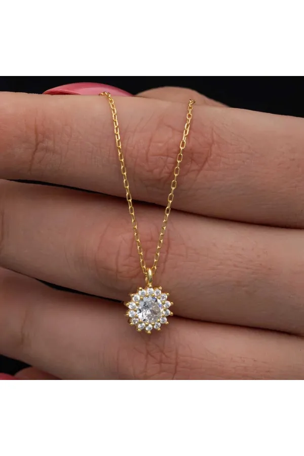 Gümüş Gold Minimal Yuvarlak Anturaj Kadın Kolye Gümüş Gold Minimal Yuvarlak Anturaj Kadın Kolye