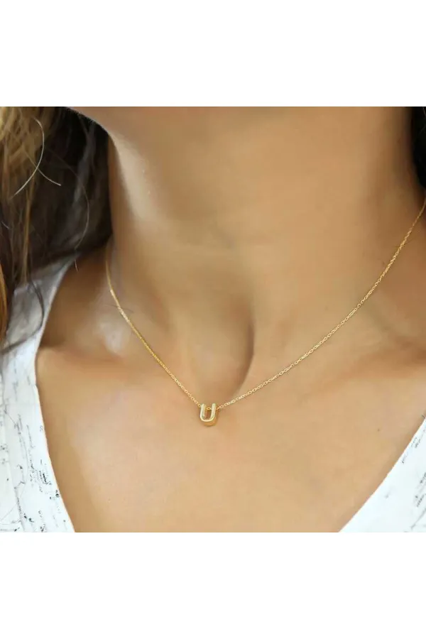 Gümüş Gold 3 Boyutlu U Harf Bayan Kolye Gümüş Gold 3 Boyutlu U Harf Bayan Kolye