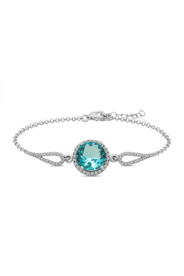 Gümüş Aquamarine Bayan Bileklik Gümüş Aquamarine Bayan Bileklik