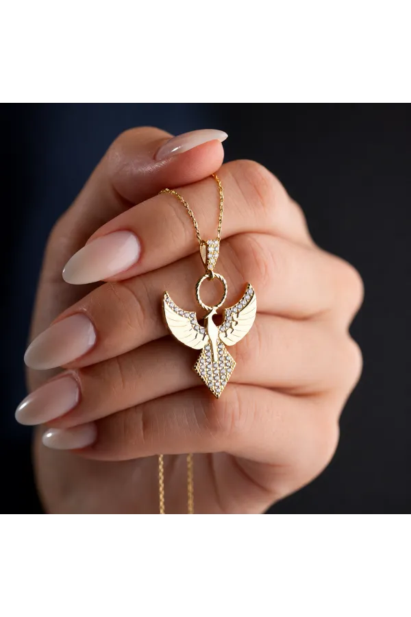 Gümüş Gold Zirkon Taşlı Anka Kuşu Kadın Kolye Gümüş Gold Zirkon Taşlı Anka Kuşu Kadın Kolye
