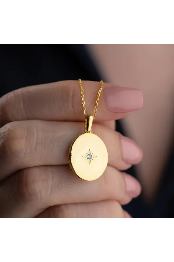 Gümüş Gold Kutup Yıldızı Açılabilir Kadın Kolye Gümüş Gold Kutup Yıldızı Açılabilir Kadın Kolye