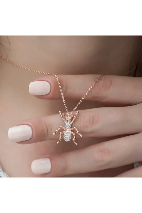 Gümüş Rose Örümcek Bayan Kolye Gümüş Rose Örümcek Bayan Kolye