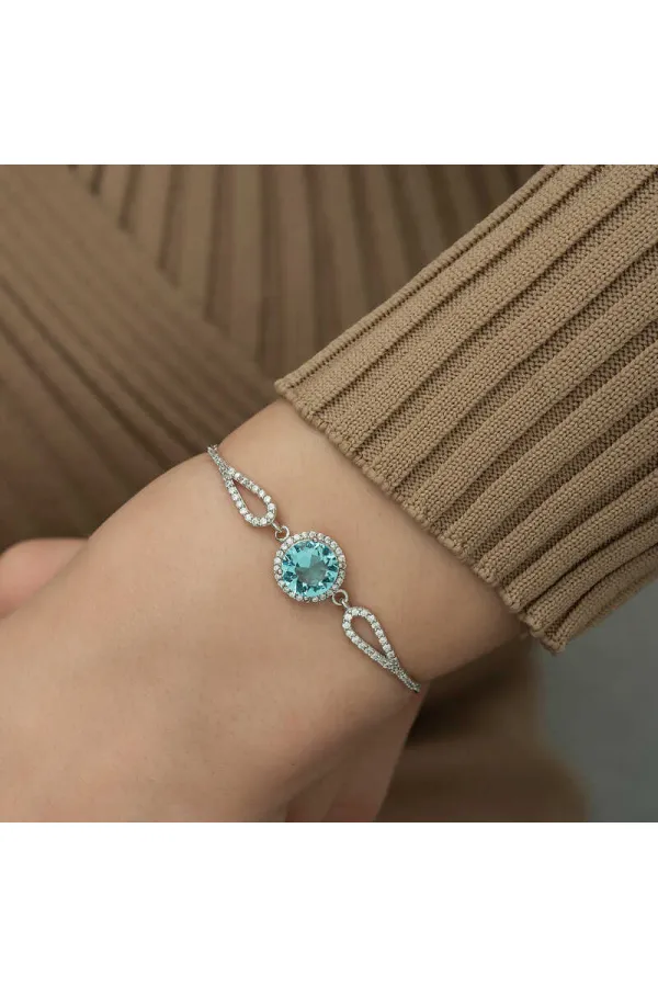 Gümüş Aquamarine Bayan Bileklik Gümüş Aquamarine Bayan Bileklik