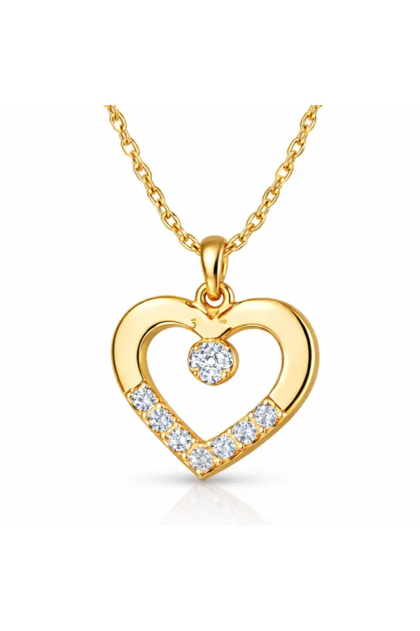 Gümüş Gold Minik Kalpli Tektaş Kadın Kolye Gümüş Gold Minik Kalpli Tektaş Kadın Kolye