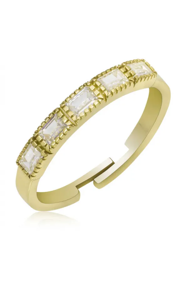 Gümüş Gold Ayarlanabilir Baget Kadın Yüzük Gümüş Gold Ayarlanabilir Baget Kadın Yüzük
