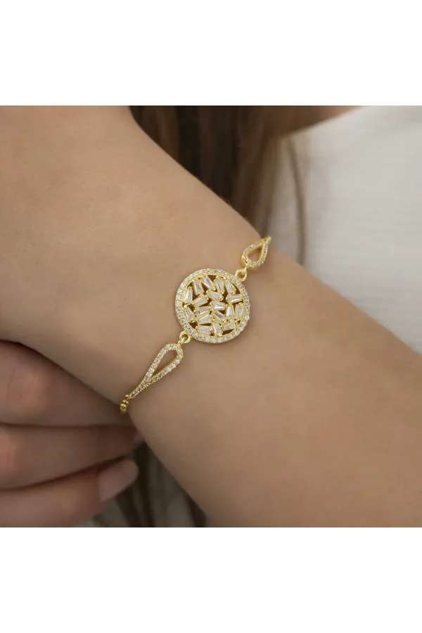 Gümüş Gold Baget Taşlı Bileklik Gümüş Gold Baget Taşlı Bileklik