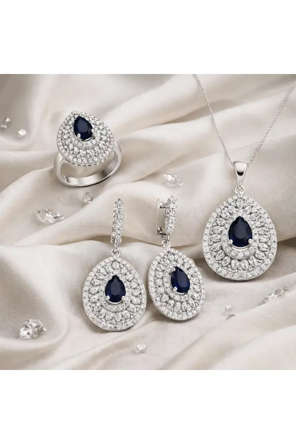 Gümüş Damla Desenli Bayan Set Gümüş Damla Desenli Bayan Set