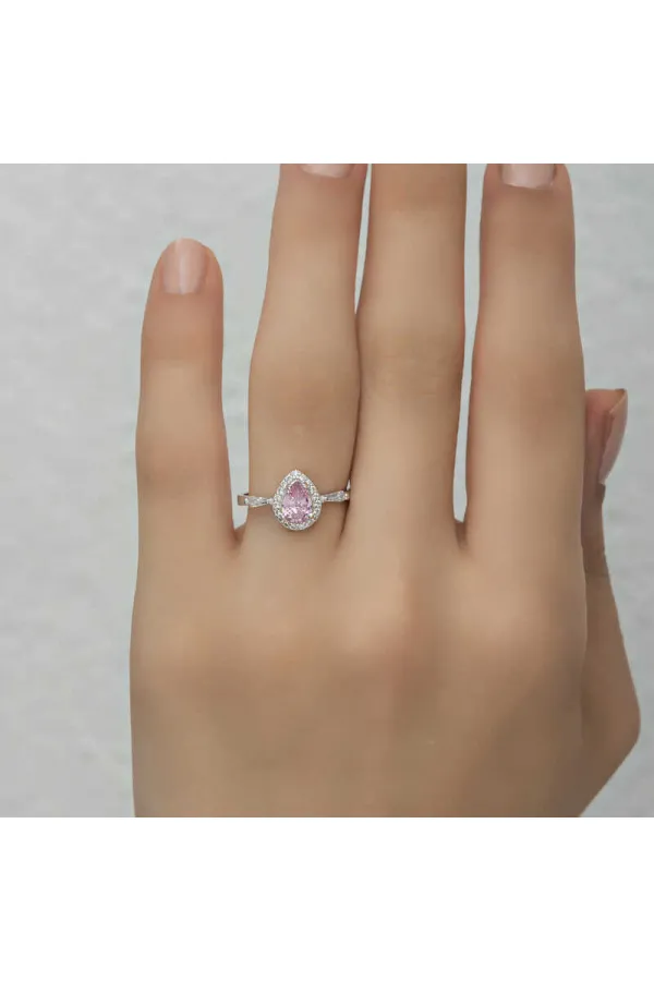 Gümüş Pembe Damla Taşlı Kadın Yüzük Gümüş Pembe Damla Taşlı Kadın Yüzük
