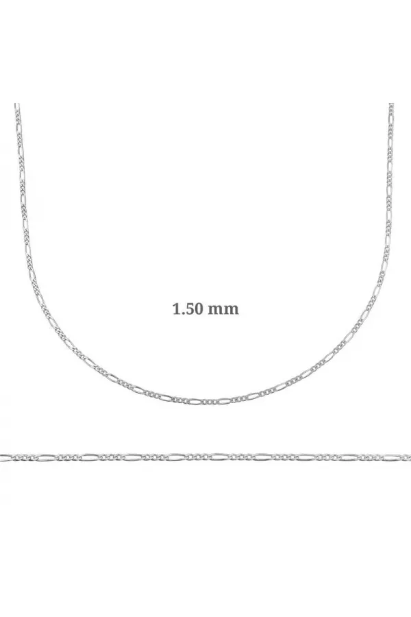 1.50 mm Gümüş Figaro Zincir - 0.40 mikron 1.50 mm Gümüş Figaro Zincir - 0.40 mikron