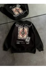 Bisiklet Yaka Baskılı SweatShirt - Siyah