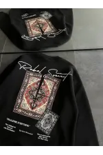Bisiklet Yaka Baskılı SweatShirt - Siyah