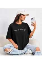 Kadın Kısa Kollu önü Yazı Baskılı Basic Viskon Bluz Kadın Kısa Kollu önü Yazı Baskılı Basic Viskon Bluz