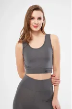 Kolsuz Dalgiç Baskılı Crop - Füme Kolsuz Dalgiç Baskılı Crop - Füme